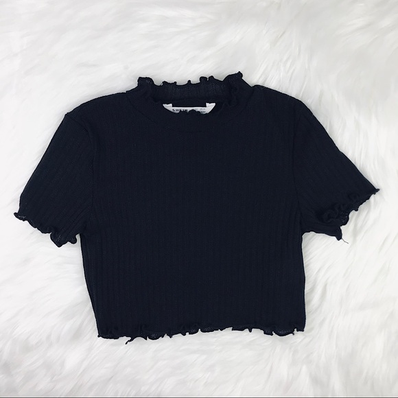 Other - Little Girls Black Rib-Knit Short Sleeve Top 7Y